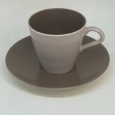 Buy POOLE POTTERY Twintone  Mushroom And Sepia COFFEE CUP And SAUCER DUO SET • 5.99£