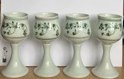 Buy Vintage Handmade Iden Pottery Rye Sussex Wine Goblets • 20£