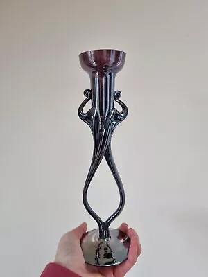 Buy Hand Blown Art Glass Twisted Candlestick Holder Lustre Iridescent • 19.99£