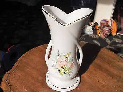 Buy Elegant Shapely Gilded Floral China Vase Maryleigh Pottery Twist Handles 8.5  • 10£
