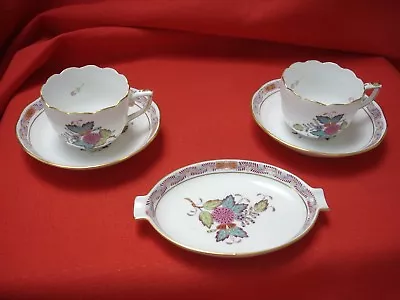 Buy Herend - Chinese  Bouquet (af) 2 X Mocca Cups Nd Saucers 711 -1x Sweet Tray/swee • 124.95£