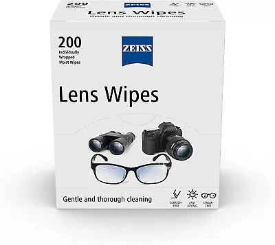 Buy ZEISS Optical Lens Cleaning Wipes For Glasses Camera Screens Laptop Pack Of 200 • 13.20£