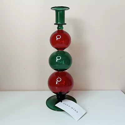 Buy Anna + Nina Anthropologie Glass Candlestick Candle Holder Red Green RRP £42 • 20£