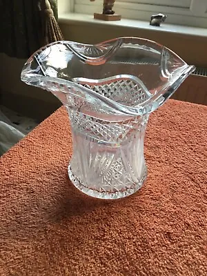 Buy Cut Crystal Glass Vase. Vintage. Top Quality & Condition, Heavy Piece. 15cms • 7.99£