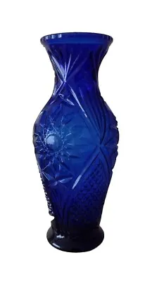 Buy Cut Glass Vase 11.5 Inch Cobalt Blue. Vintage  • 29£