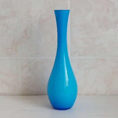 Buy Light Blue Glass Opal Cased Vase 27.5 Cm Vintage Retro Colourful Decor Interior • 20£
