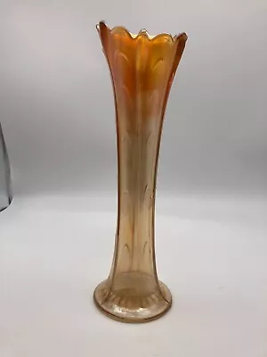 Buy An Orange Carnival Glass Art Nouveau Vase C1900 • 15£