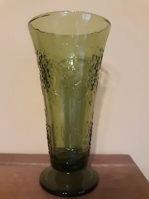 Buy Vintage Green Indiana Glass Vase With Raised Grape Pattern Circa 1940s/50s • 15.30£