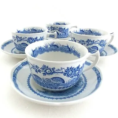 Buy 4 Sets ~ Mason's Blue   Quail   Coffee/tea ~cups & Saucers Vintage  Transferware • 132.04£
