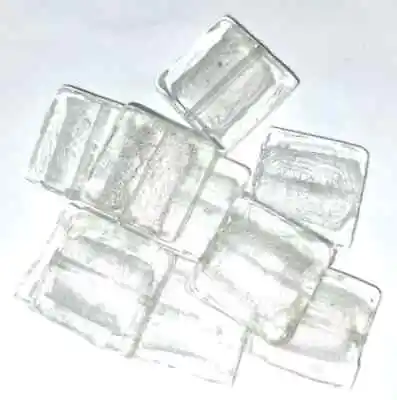 Buy 10 Silver Foil Lined Glass Square Beads ~ WHITE / SILVER / TRANSLUCENT • 3.75£