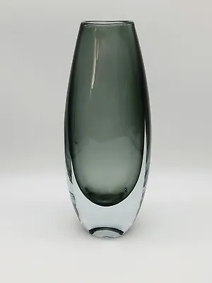 Buy Vintage 9.5  Stromberg B894 Swedish Strombergshyttan Charcoal Glass Torpedo Vase • 152.79£