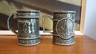 Buy 2x Vintage Grey Holkham Mugs Canterbury Cathedral & Waveney Lifeboat VGC • 10£