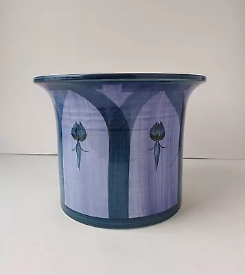 Buy Jersey Pottery Hand Made Hand Painted Blue Plant Pot. 17cm Tall. • 20£