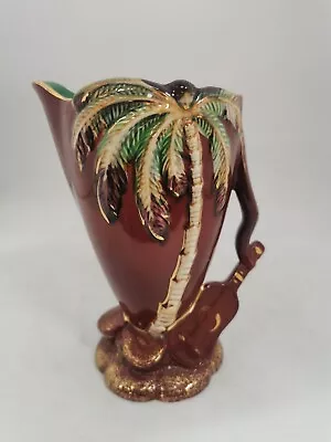 Buy Vintage Beswick Pottery Palm Tress Vase, 1271, Red & Gold VGC 20cm Tall(AN_7192) • 6.99£