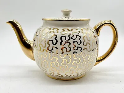 Buy Vintage Sadler Pottery Teapot Abstract Gilt Coloured Design  Wavy Lines • 28.99£