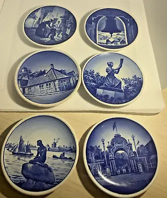 Buy Royal Copenhagen Butter Pats Denmark Small Plates Set Of 6 Blue Decorative Art • 47.94£
