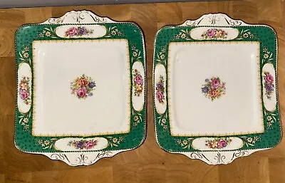 Buy Pair Of Paragon  Sevres Pattern Sandwich Or Cake Plates Green  Antique • 25£