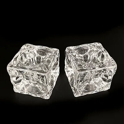 Buy Pair Ice Cube Glass Candle Holders Rudolf Jurnikl Sklo Union Mid Century Czech • 23.54£