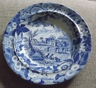 Buy Antique  Blue & White Pearlware Soup Plate - Cherubs - Don Pottery C.1820 • 110£