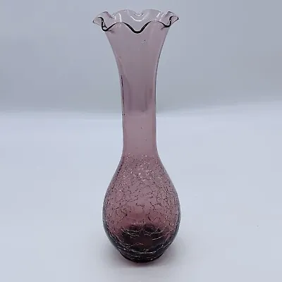 Buy Studio Art Glass Amethyst Crackle Glass Bud Vase 7.5”T 2”W • 22.94£
