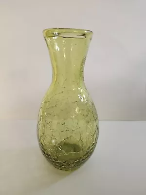 Buy Vintage Antique Blenko Blown Art Glass Vase In Chartruese Crackle Rare CW Mini  • 95.86£