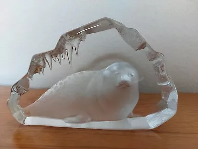 Buy Vintage Crystal Art Glass Seal Sculpture Paperweight Mats Jonasson Collectable • 14.99£