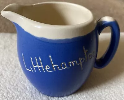 Buy Blue And Cream Named Pottery Jug ‘Littlehampton’ Quirky • 9.99£