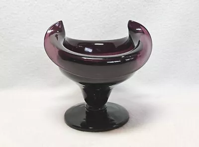 Buy Beautiful Dark Amethyst Purple Glass ~ Dish ~ Bowl ~ W/ Folded Edge • 17.37£