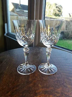 Buy PAIR Of GALWAY CRYSTAL 'LONGFORD' WINE GLASSES 17cm • 16£
