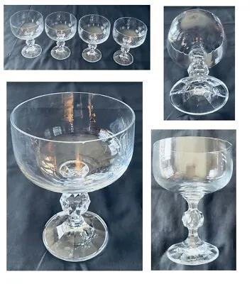 Buy VINTAGE Bohemia Crystal Champagne Glasses 8 Oz. CLAUDIA Prism Ball Stem 4-Pc Set • 31.07£