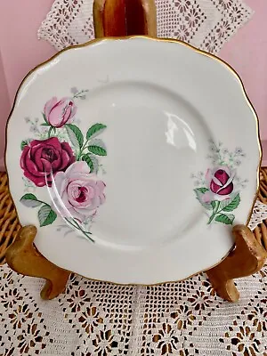 Buy Royal Vale Pretty Pink Roses  Vintage  Bone China Tea Plate • 3.99£