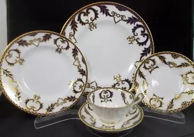 Buy Royal Crown Derby Majesty Cobalt 5 Piece Place Setting With Footed Cup A1292 • 180.67£