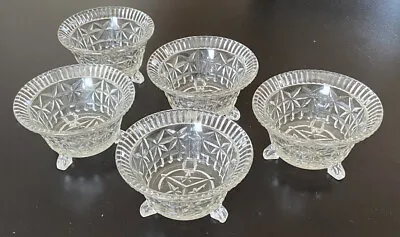 Buy Vintage Set Of 5 Cut Glass 3 Footed Dish/Bowl - Dessert • 4.99£