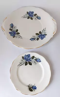 Buy Queen Anne Bone China ~  Tea/Side Plates  Blue Flower Pattern. • 4.99£