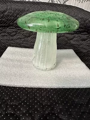 Buy Blown Glass Solid Mushroom Paper Weight Green Glass Heavy • 5£