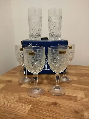 Buy 6x Vintage Wci London Lead Crystal Wine Glasses.Bohemian Boxed In VGC • 12.99£