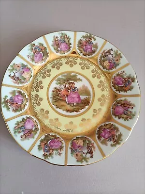Buy Vintage Adler Bavarian Love Story Gilded JWK Karlsbad Yellow Decorative Plate • 35£