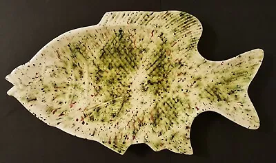 Buy Vintage Ceramic Pottery Hand Painted Fish Plate Serving Tray 17” Green Burgundy  • 16.30£