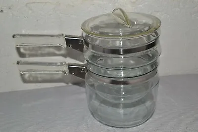 Buy Vintage Clear Glass Pyrex Flameware Cookware Pot Double Boiler W/Lid 1.5qt • 28.81£