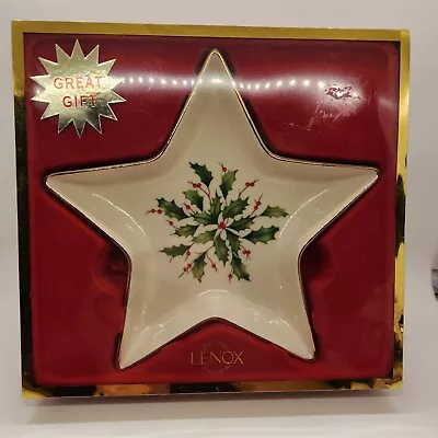 Buy Star Shaped Dish Holiday (Dimension) By LENOX Cream With Holly Berries Christmas • 28.92£