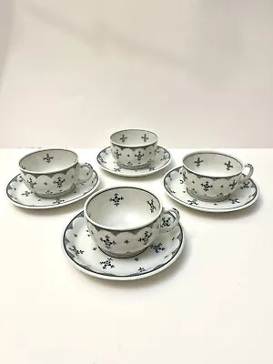 Buy Thomas Bone China Set Of 4 Tea Cups Saucers 1920s Bavaria Blue White • 42.63£