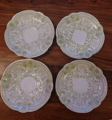 Buy 4 X Vintage Tuscan Scalloped  Embossed Hand Painted Saucers, Very Rare. • 8£