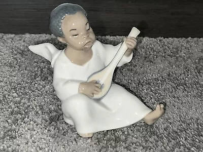 Buy LLADRO Angel / Cherub Chino Figure Pretty Figurine Playing Lute Mandolin Guitar • 34.95£