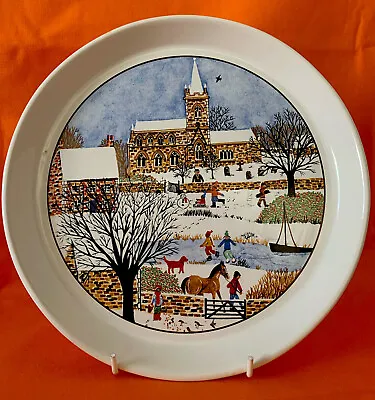 Buy Vintage Christmas Plate Snow Scene Honiton Pottery 9” Folk Art Design 1980s • 10£