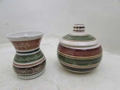 Buy Welsh Dragon Pottery Thistle Vase & Lidded Sauce Bowl • 19.95£