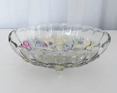 Buy Vintage Indiana Glass Multi-Color Oval Glass Fruit Serving Bowl • 13.43£