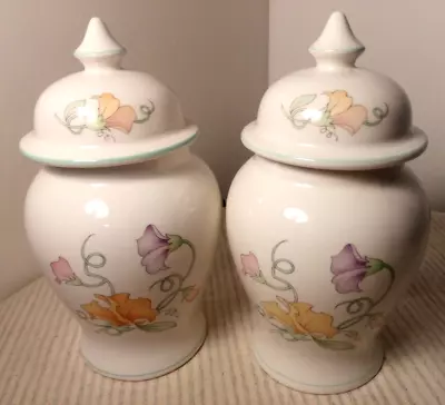 Buy Vintage- 2x Sadler Jars- 'SWEET PEA' Pattern- Spice Jars- Decorative- Lidded- GC • 20£