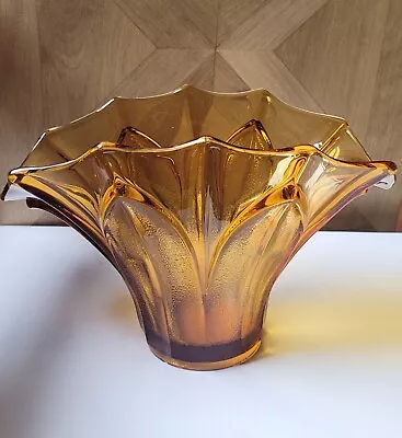 Buy Antique Art Deco SIGNED Amber Glass Czechoslovakia Vase Bohemian Art Glass 1920s • 59.99£