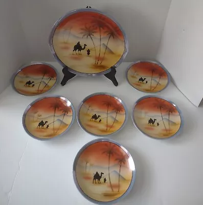 Buy Nippon Noritake 1920’s Hand Painted Tea Dessert Set  - Camels/Desert/Palm Trees • 52.10£