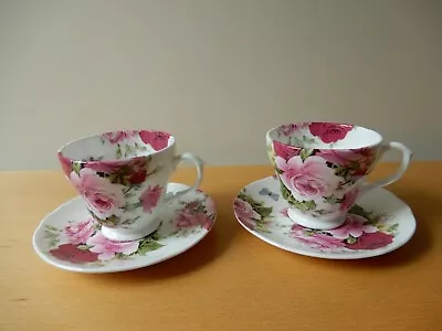 Buy Pair Of Bristol, Fine Bone China, Summertime Rose Cup And Saucer Sets • 20£